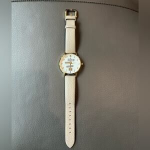 Kate Spade Sign Post Metro Series Neutral Leather Wristband Womens Watch
